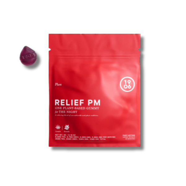 Photograph of product: 1906 - Relief PM Plum TH-oui:CBDV:CBN:CBC Night Gummy 3pk - 25mg