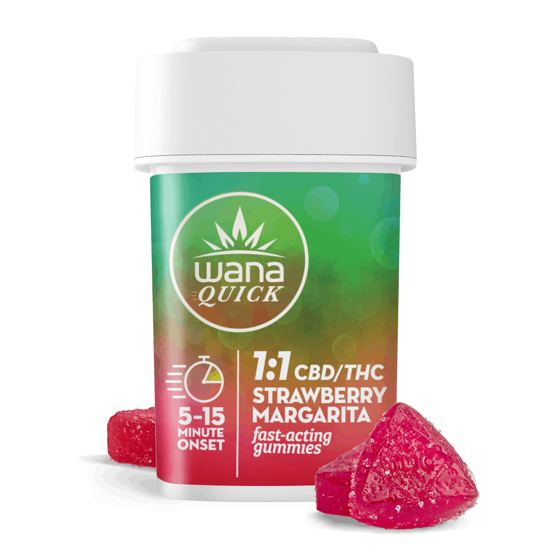 Photograph of product: Wana Quick Strawberry Margarita 1:1 200mg THC/CBD Gummies Rec