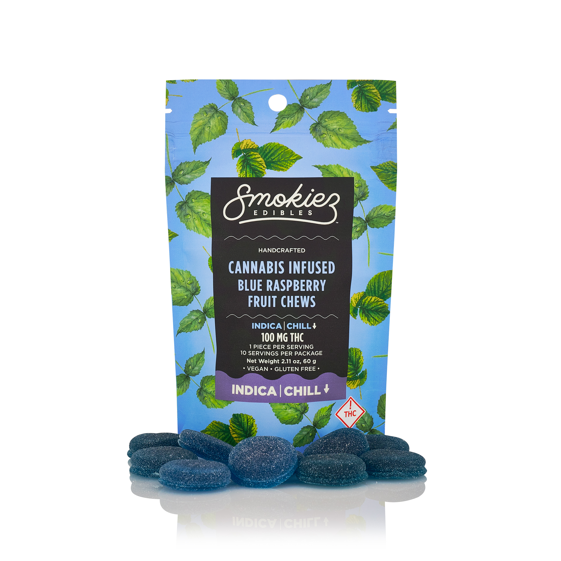 Photograph of product: SMOKIEZ Fruit Chews 100mg: Blue Raspberry Sweet Oui'd 10pc