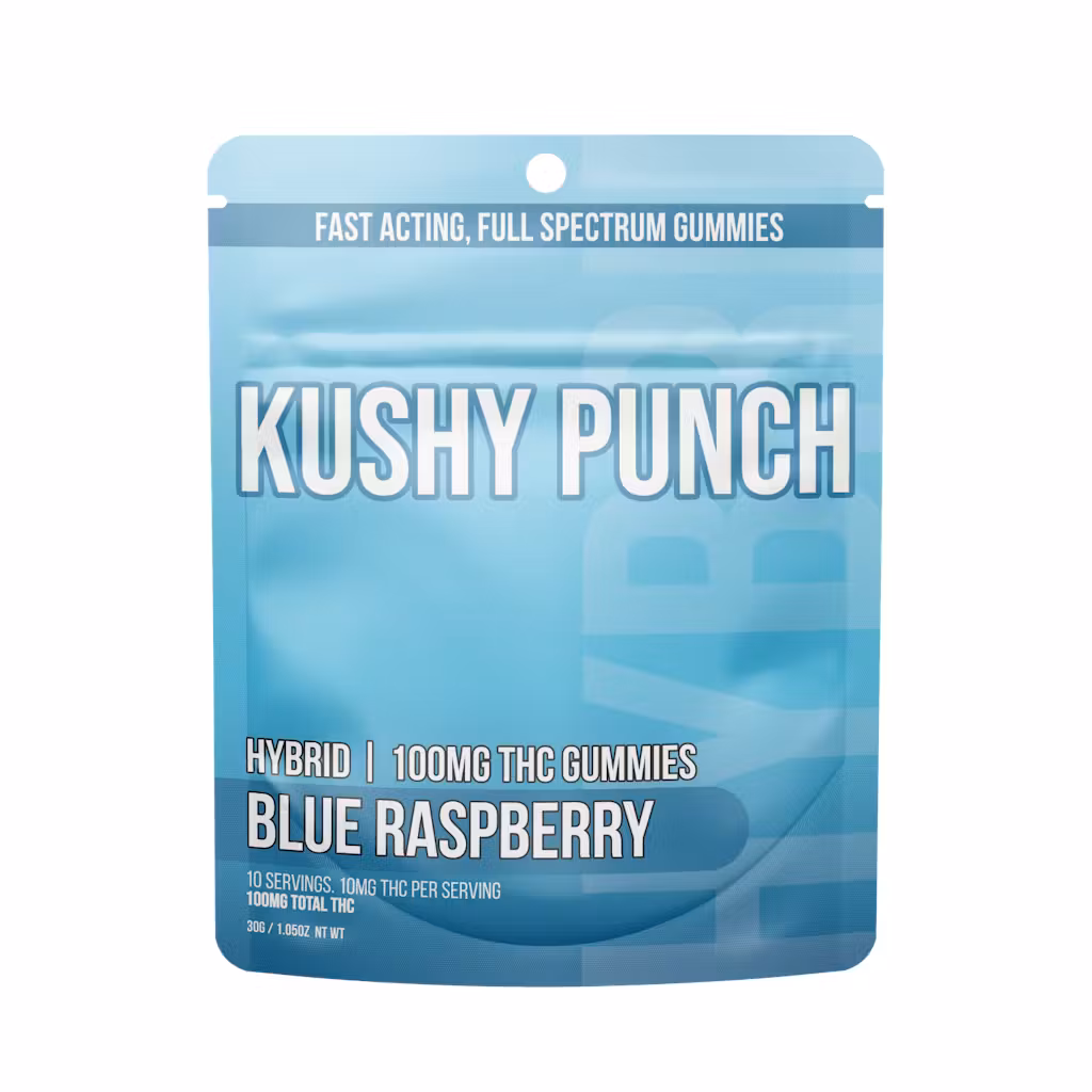 Photograph of product: Kushy Punch | Blue Raspberry Gummies (Hybrid) | 10pk | 100mg