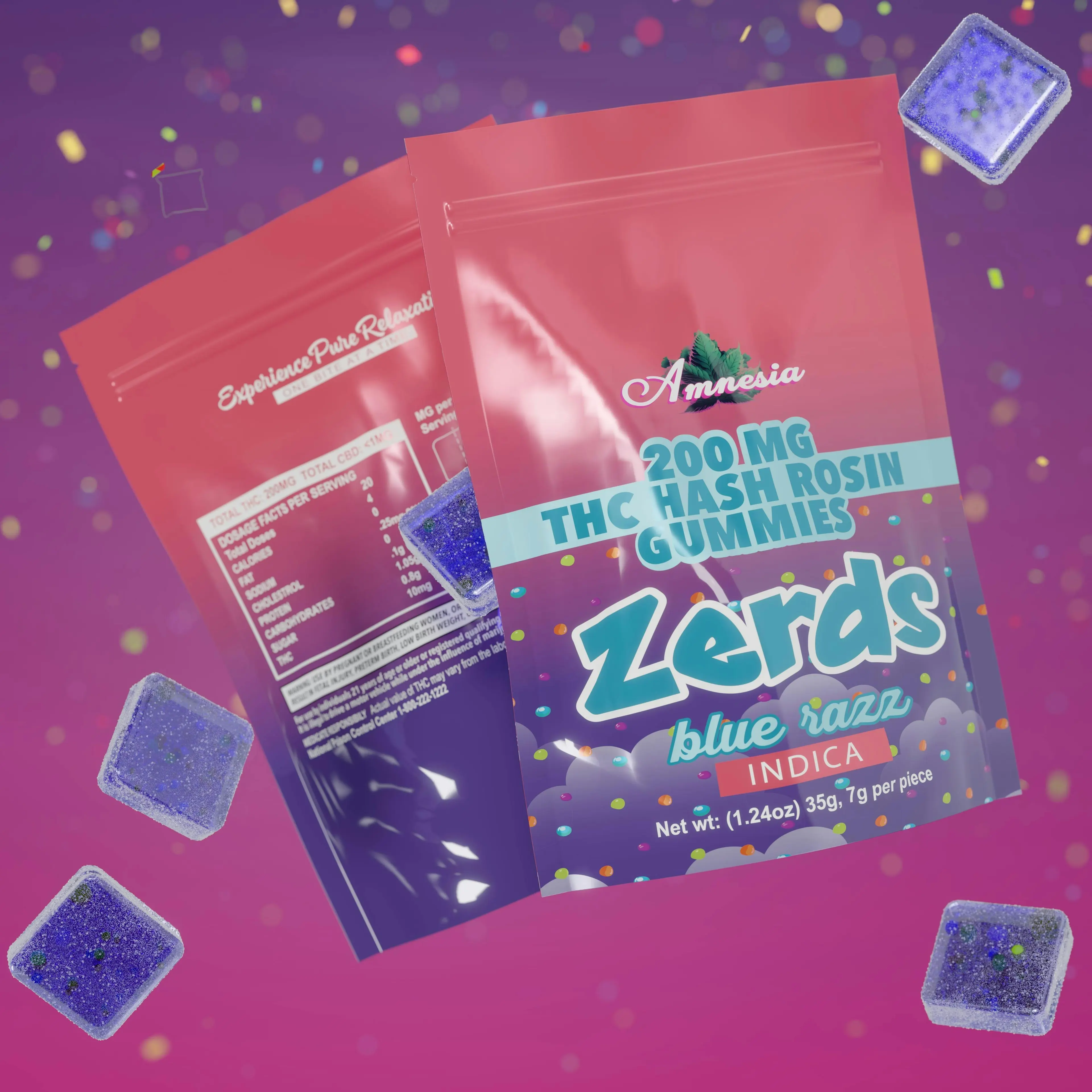Photograph of product: Amnesia - Jungle Juice au chocolat Rosin 5pk Gummies 200mg