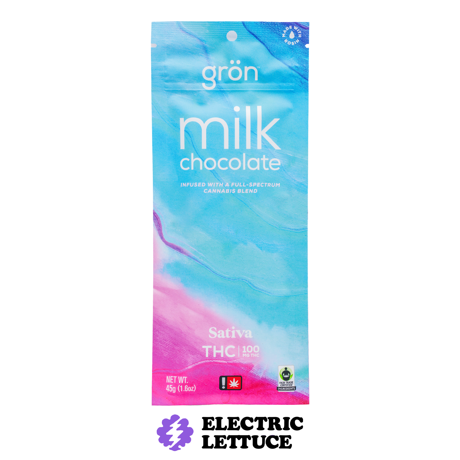 Photograph of product: Gron TH-oui Milk Chocolate Full Size Bar 100mg