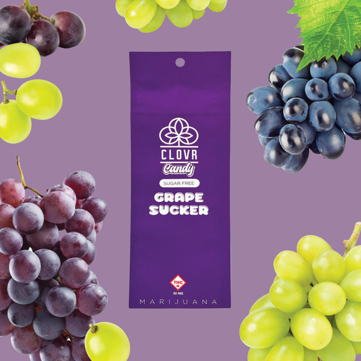 Photograph of product: CLOVR | Sucker | Sugar Free Grape 25mg