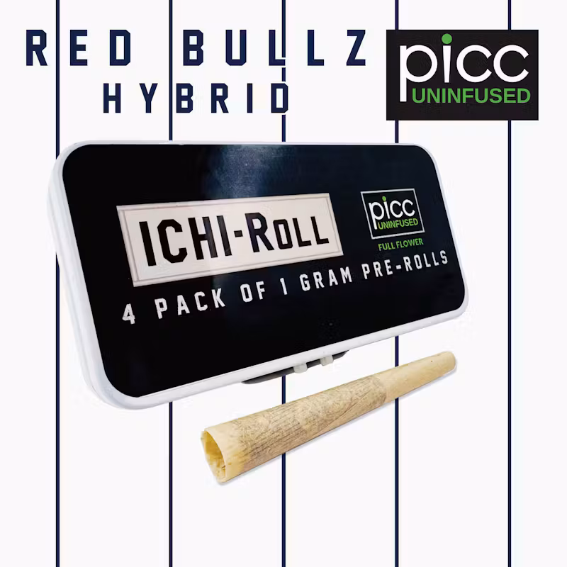 Photograph of Product: ICHI-ROLL | Red Bullz Pre-rolls 4pk, 4g