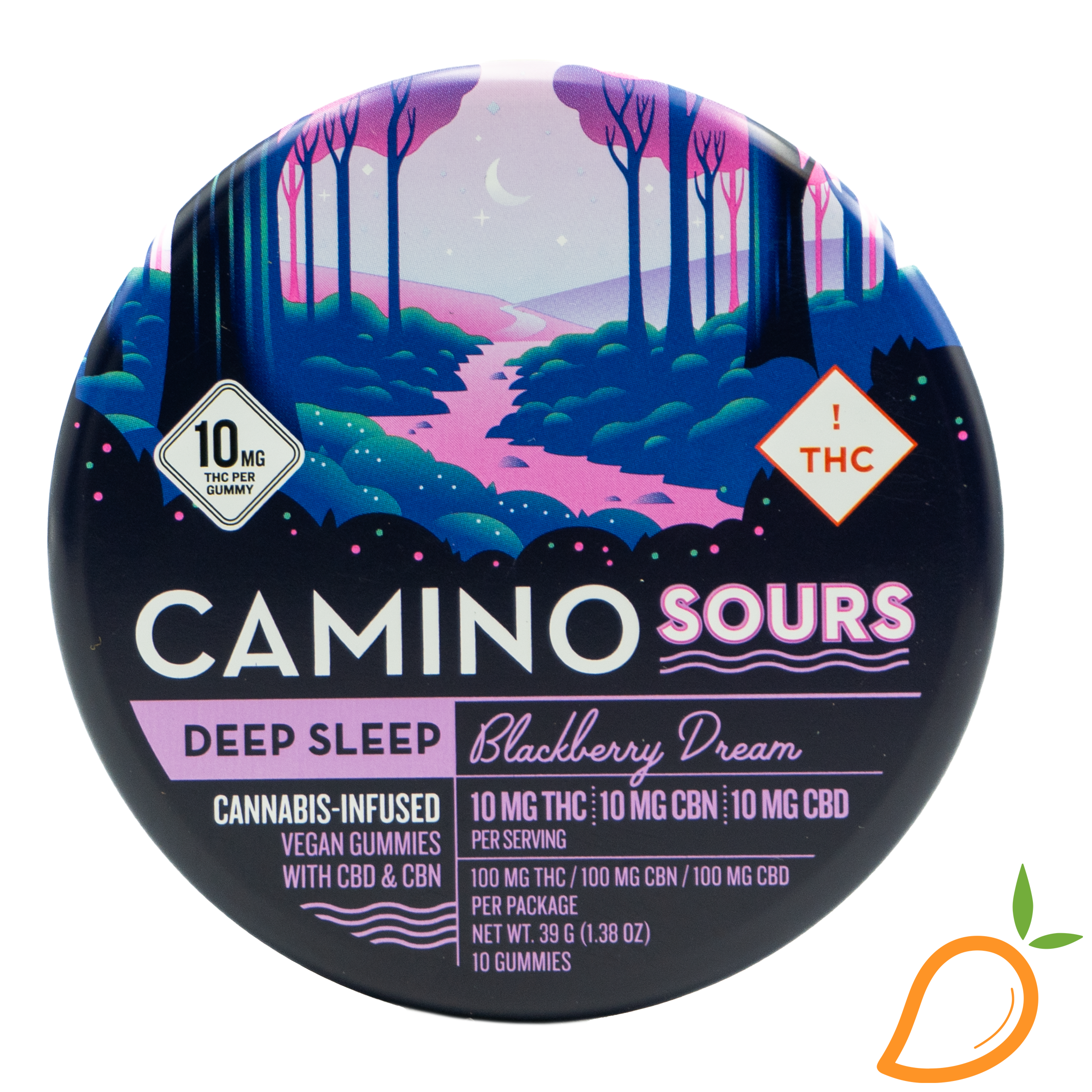 Photograph of product: 100mg 1:1:1 TH-oui/CBD/CBN Blackberry Dream Sours Gummies Camino
