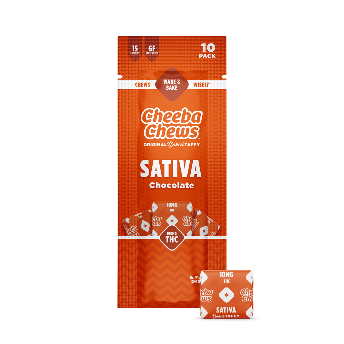 Photograph of product: Cheeba Chews | Chocolate Taffy | Oui'd | 10 Pack 100mg