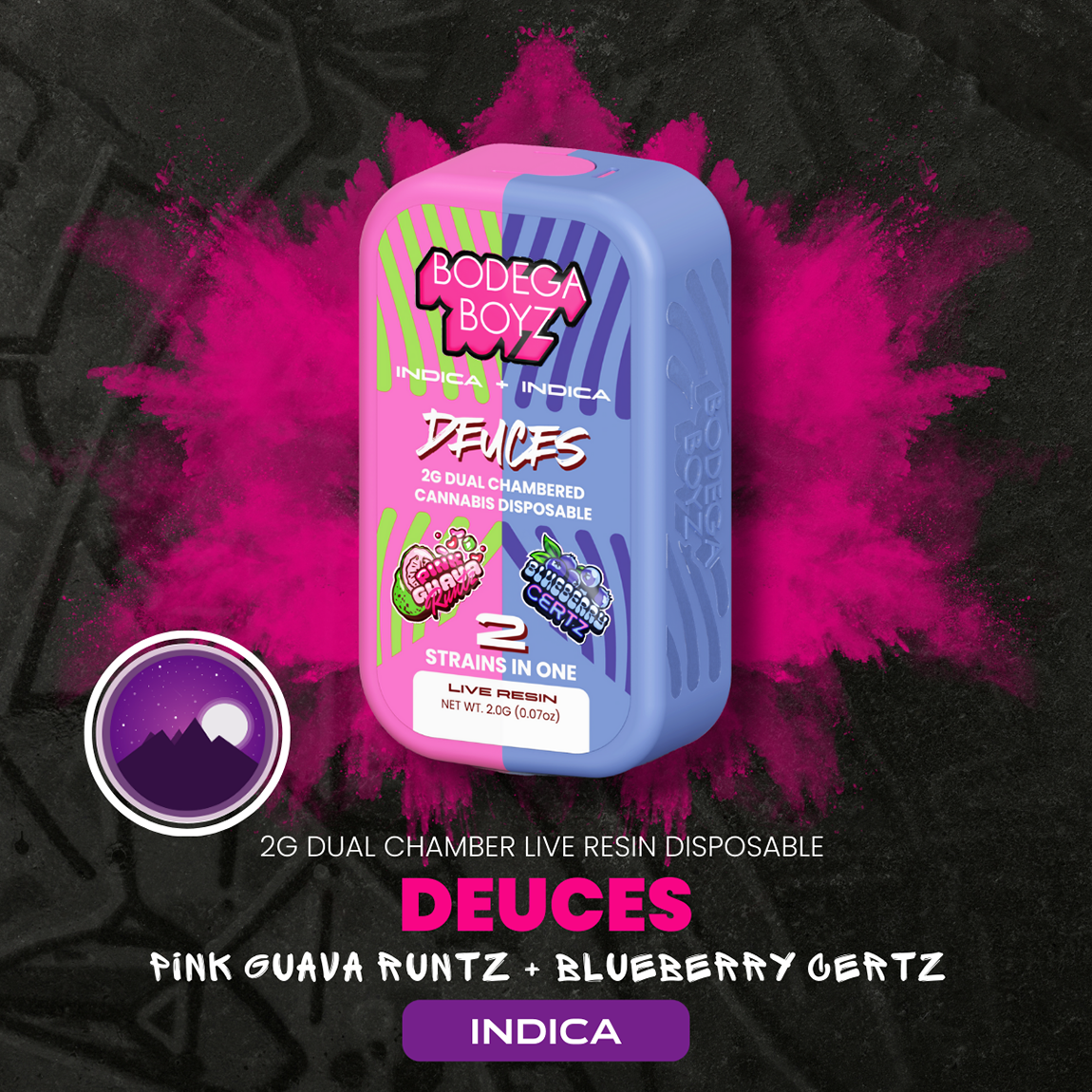 Photograph of product: Bodega Boyz | Disposable Vape | Pink Guava Runtz & Blueberry Certz | 2g