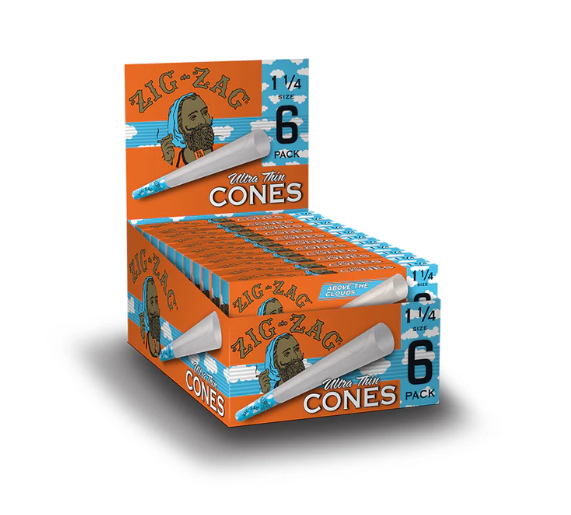 Photograph of product: Cones - Zig Zag - 1 1/4 "Above The Clouds" Ultra Thin - 6 Pack
