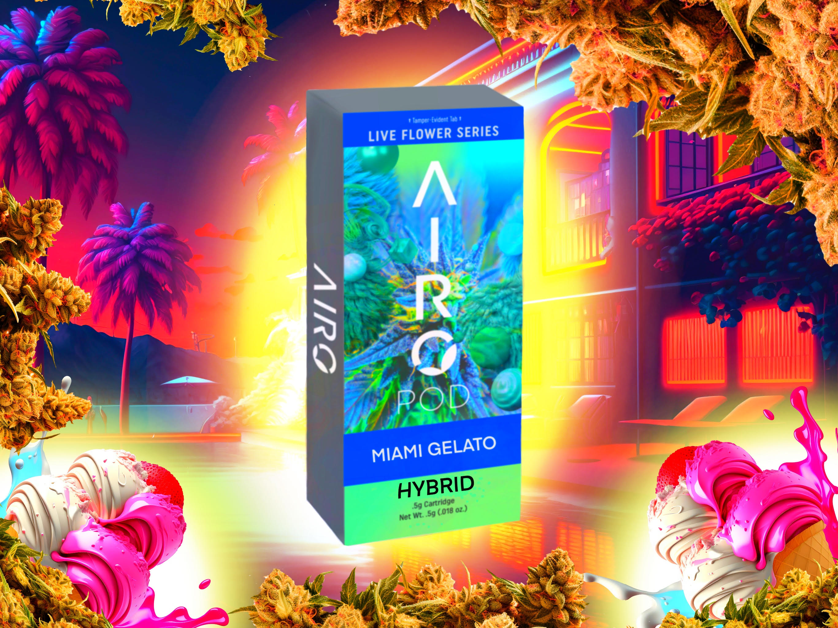 Photograph of product: Miami Gelato | Live Flower 1G Cart