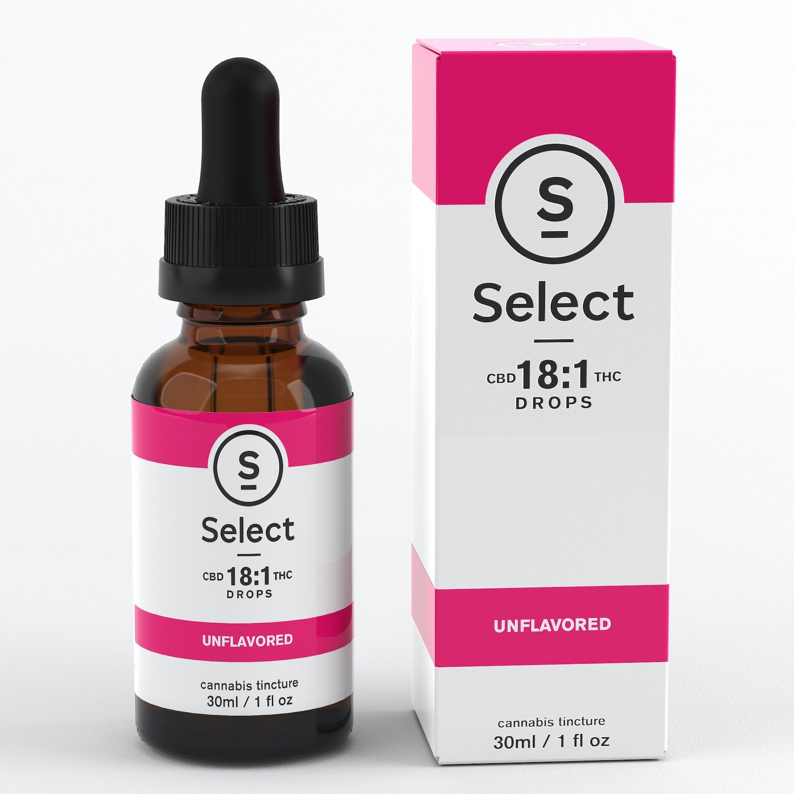 Photograph of product: Select > Drops 1000mg > 18:1 CBD:TH-oui > Unflavored