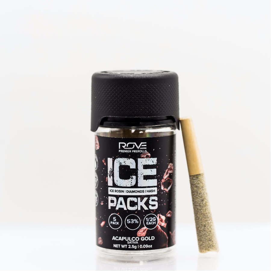 Photograph of product: Rove Ice Packs Infused Preroll 5 Pk Oui'd Acapulco Gold 2.5g