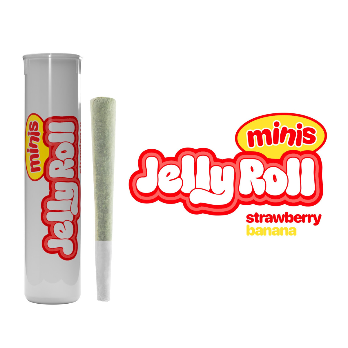 Photograph of product: Jelly Roll | Strawberry Banana Mini Infused Pre-Roll