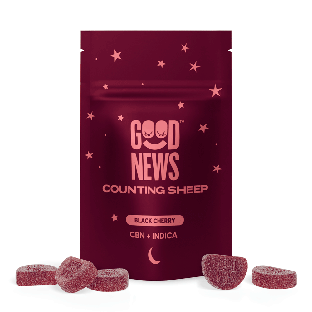 Photograph of product: Good News - Counting Sheep + CBN - Black Cherry - 200mg Gummies