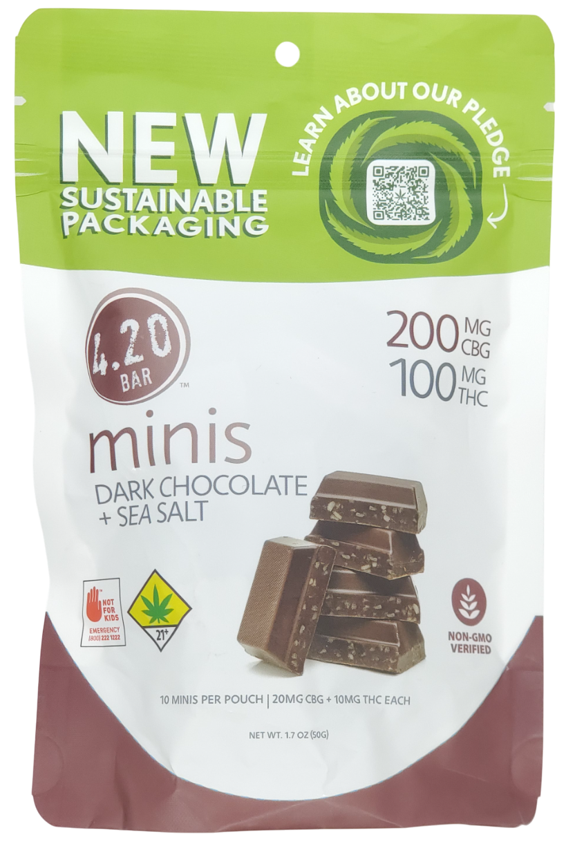Photograph of product: 4.20 Mini Dark Chocolate Sea Salt 2:1 (CBG:TH-oui) 10pk