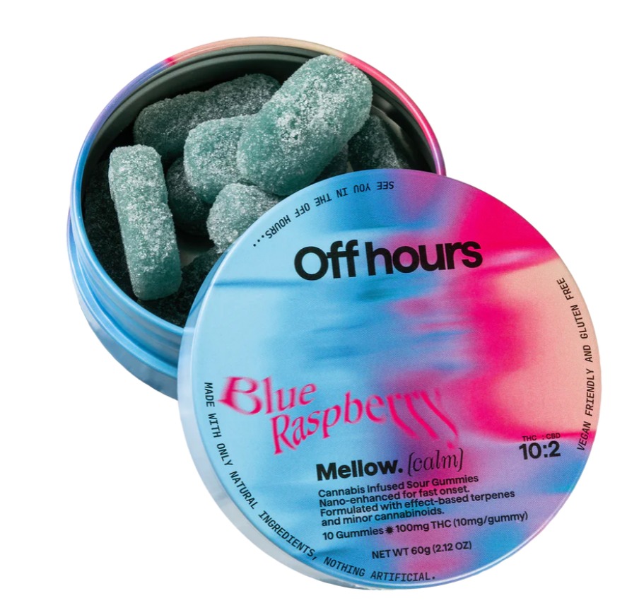 Photograph of product: Off Hours - Blue Raspberry (Mellow) - Gummies - 100 mg