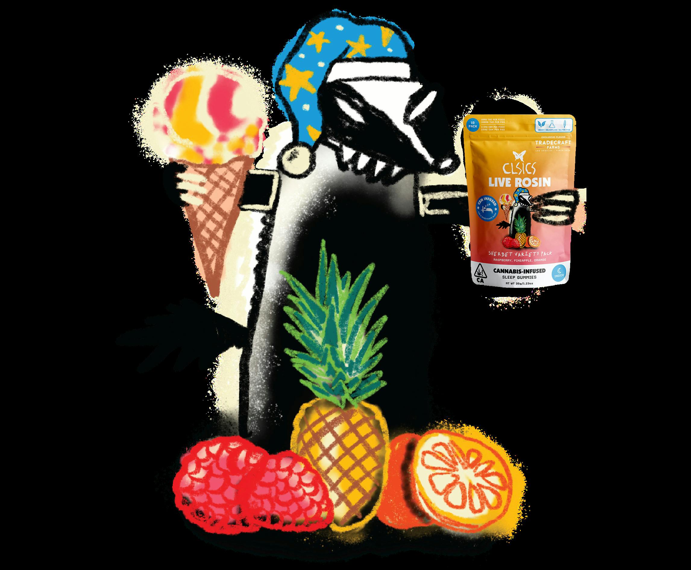 Photograph of product: Clsics x Tradecraft Farms - Sherbet Variety - CBN Sleep - Gummy - 10 Pack
