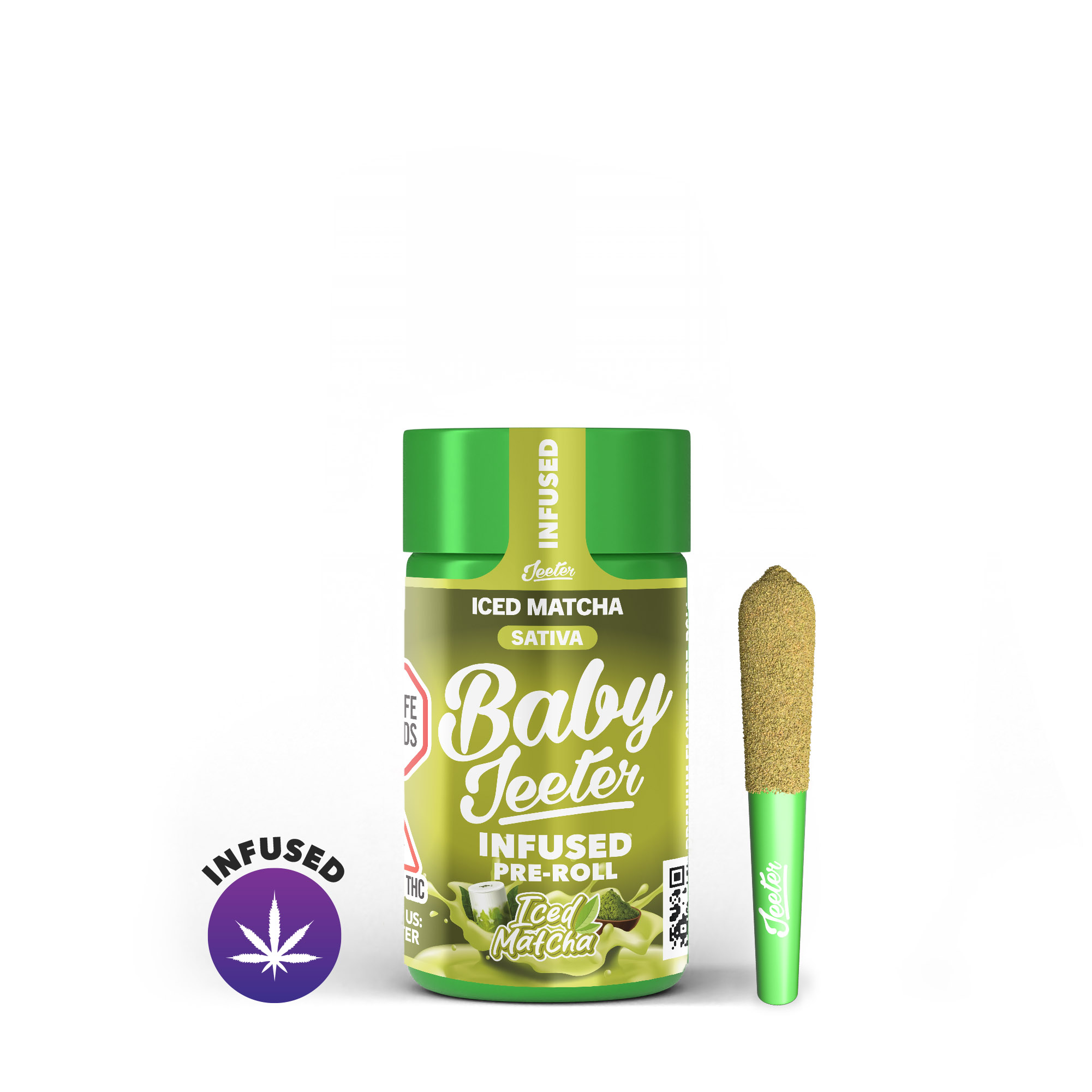 Photograph of product: Ice Matcha Baby Jeeter Infused Pre-Roll 5-pack | 2.5g