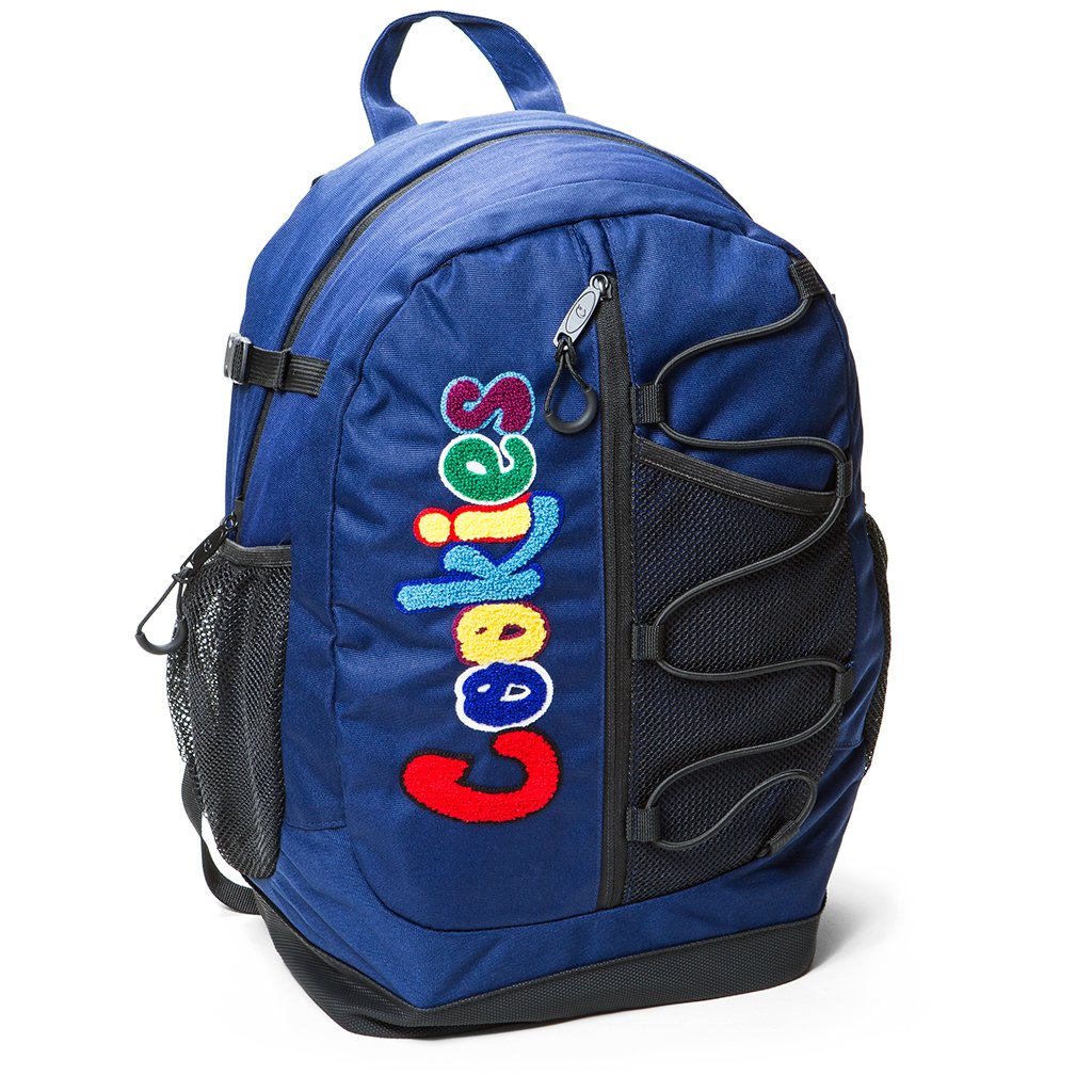 Photograph of product: Cookies - Backpack - Chenille Lettering - Bungee Nylon - Navy