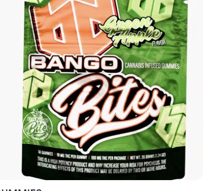Photograph of product: Bango Bites Bango Green Apple Gummies - 100mg