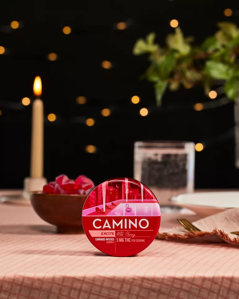 Photograph of product: Kiva - Camino Gummies 5:5:5 - Wild Cherry (H) (100mg TH-oui/CBG/CBC)