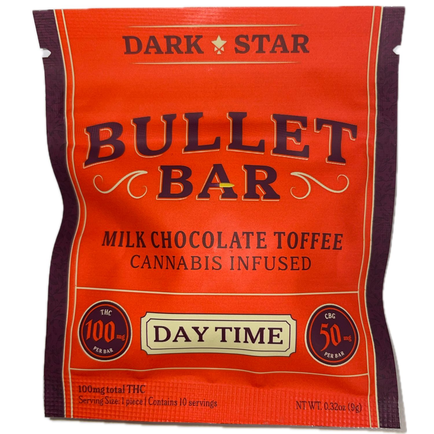 Photograph of product: "Daytime" Milk Chocolate Toffee Bullet Bar | 2:1 TH-oui:CBG | 100mg