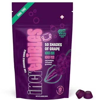 Photograph of product: Incredibles 10pk/100mg- 50 Shades Of Grape 1:1 TH-oui:CBC