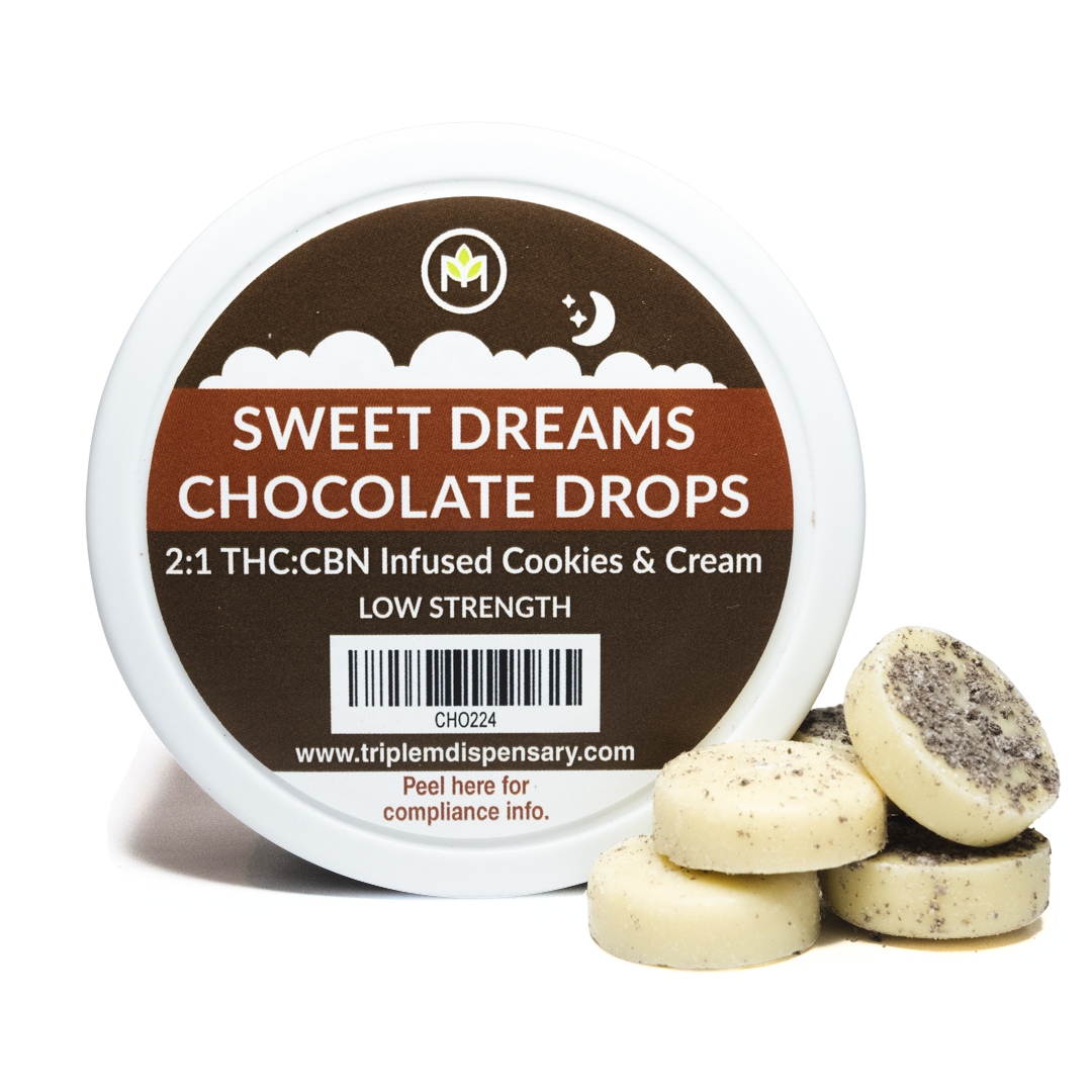 Photograph of product: Chocolate Drops - 2:1 TH-oui:CBN Sweet Dreams - Cookies & Cream [20pc]