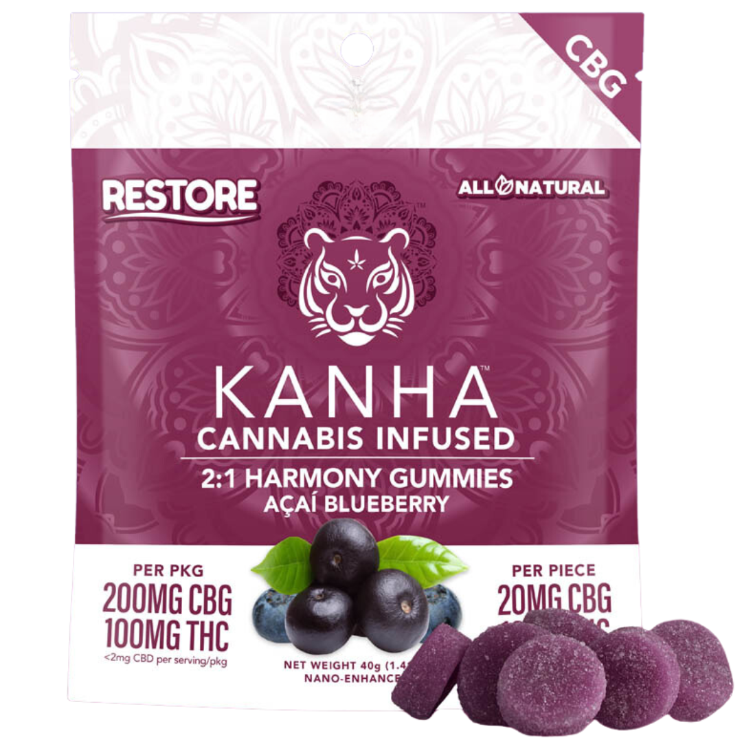 Photograph of product: Acai Blueberry | 1:2 THC : CBG | Fast-Acting | 10pk/20ser