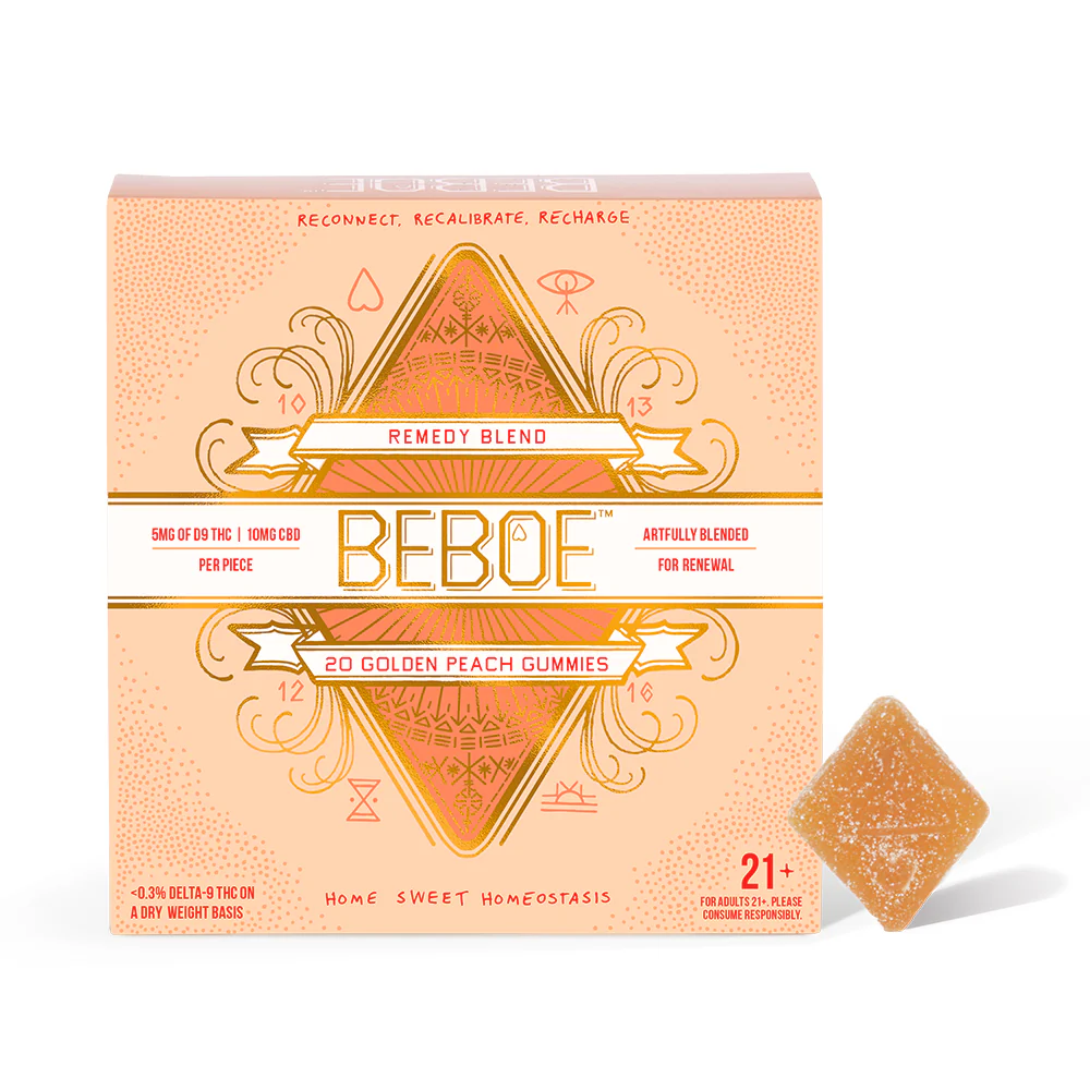 Photograph of product: Beboe Edibles 20pk/100mg- Golden Peach 2:1 (CBD:TH-oui)
