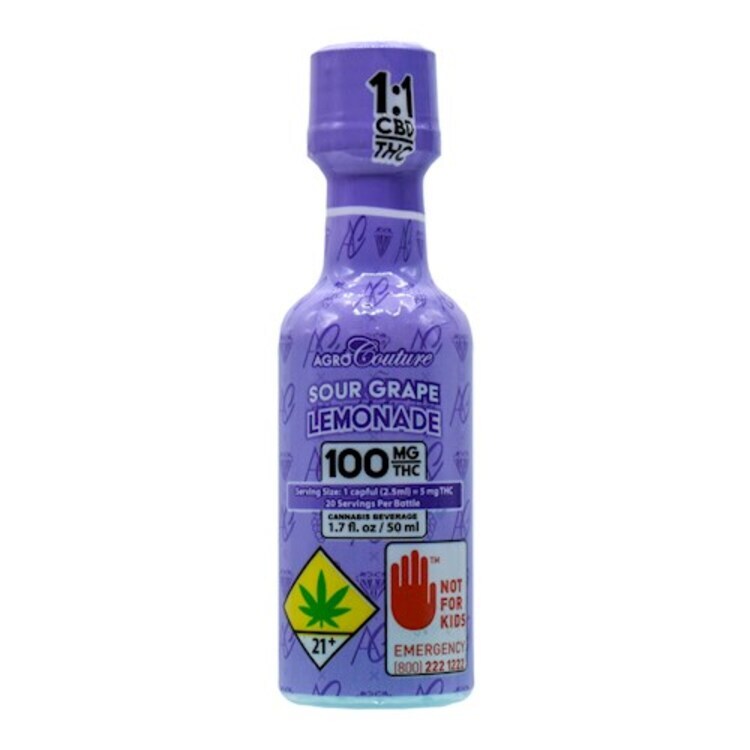 Photograph of product: 1:1 Sour Grape Lemonade - 1.7 fl. oz - 100mg CBD / 100mg TH-oui