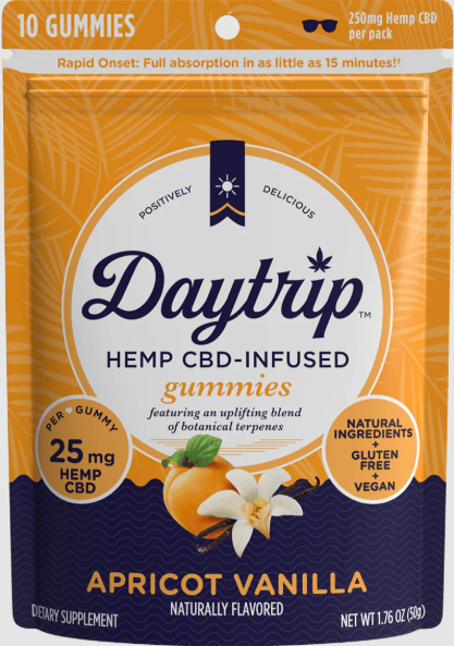 Photograph of product: 25mg CBD Gummies - Apricot Vanilla 2pk - Daytrip