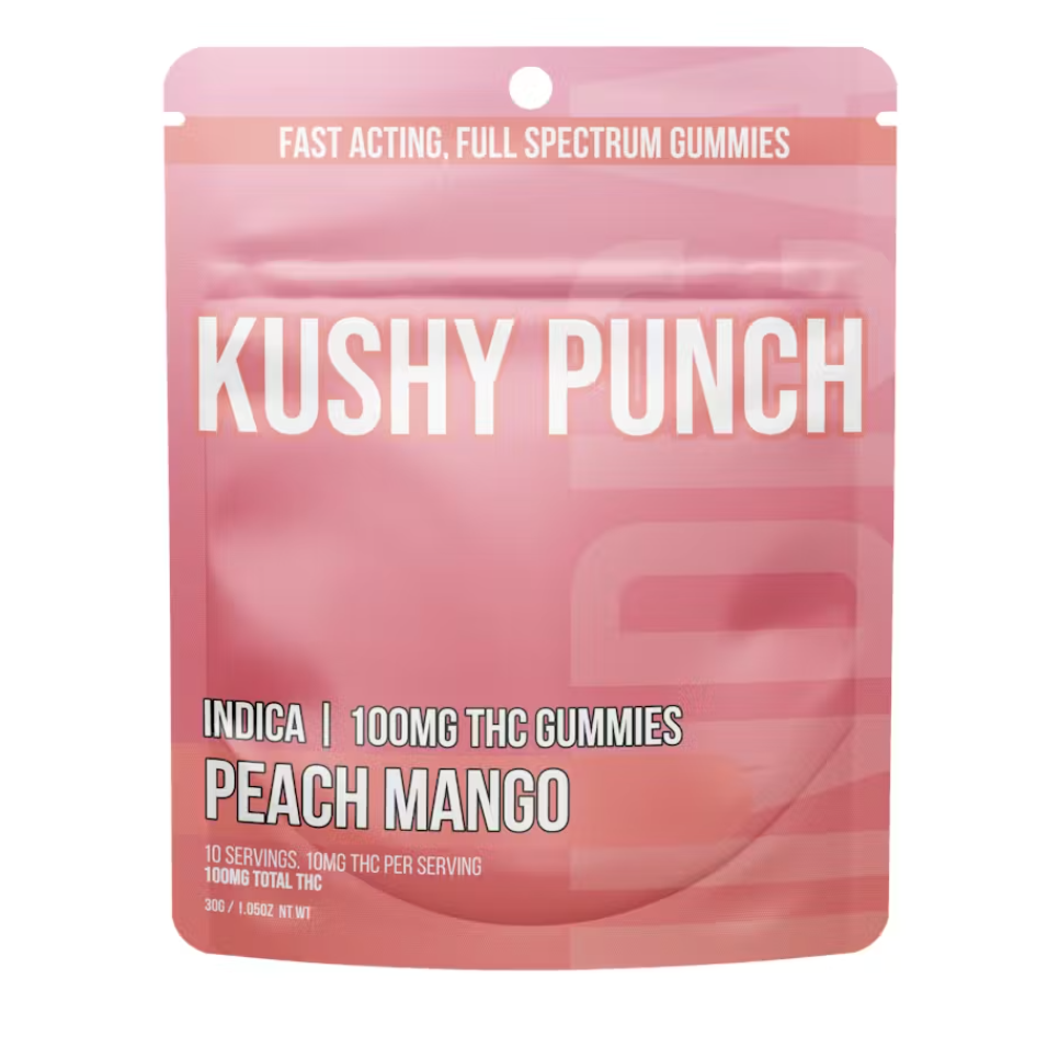 Photograph of product: Kushy Punch | Peach Mango (Oui'd) | Gummies | 10pk | 100mg