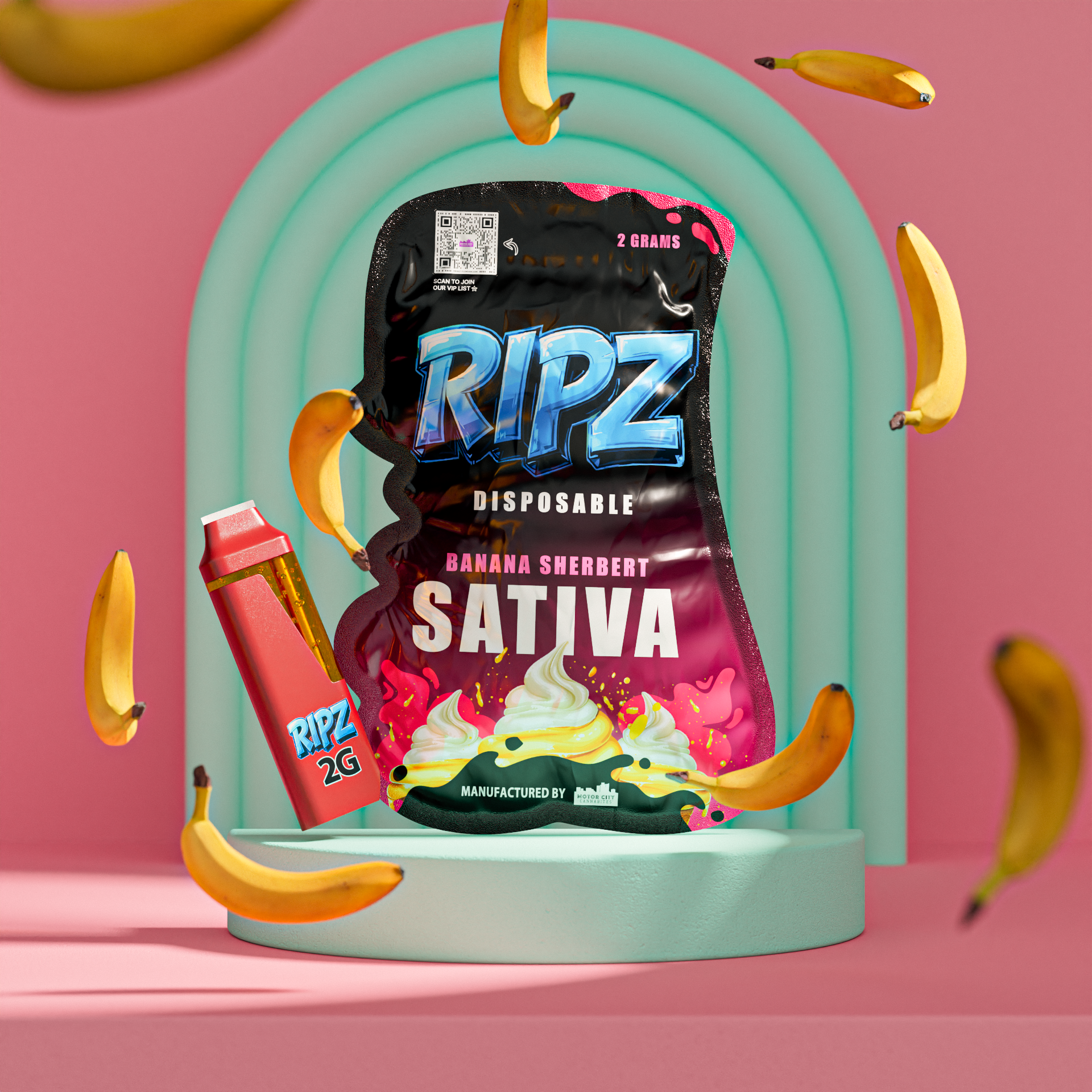 Photograph of product: Ripz - 2G Disposable - Banana Sherbert