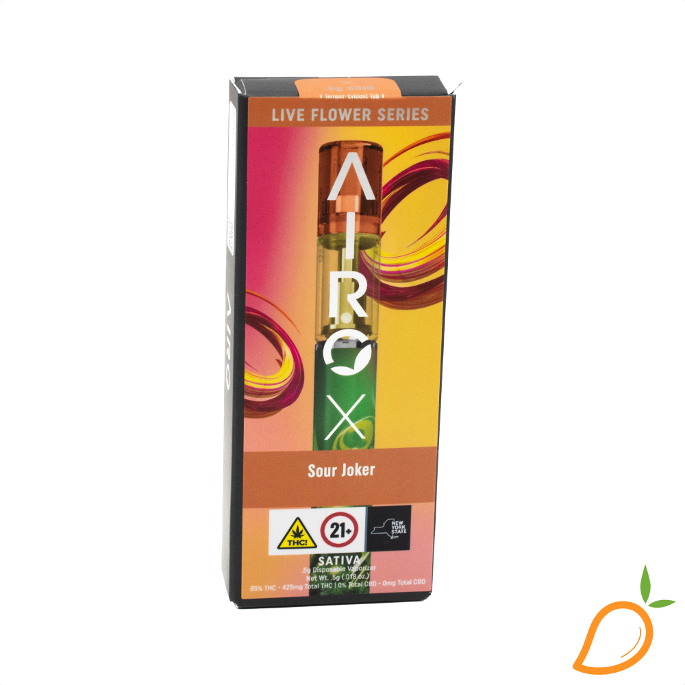Photograph of product: 0.5g Sour Joker Live Flower AIO Airo X