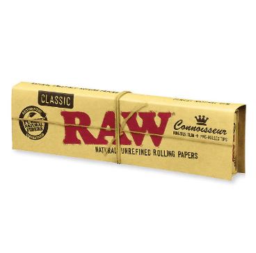 Photograph of product: Raw | Classic Connoisseur King Size Slim Rolling Papers + Tips