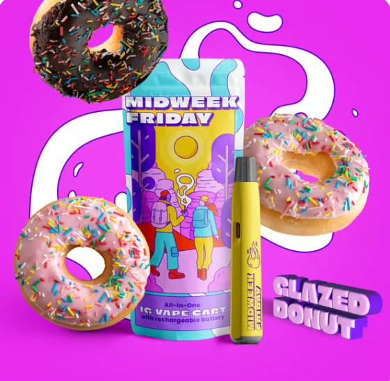 Photograph of product: Midweek Friday - Vape Cart - Glazed Donut (1g)