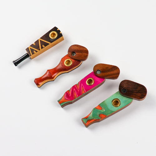 Photograph of product: Assorted Wood Hand Pipes | Assorted Colors and Styles