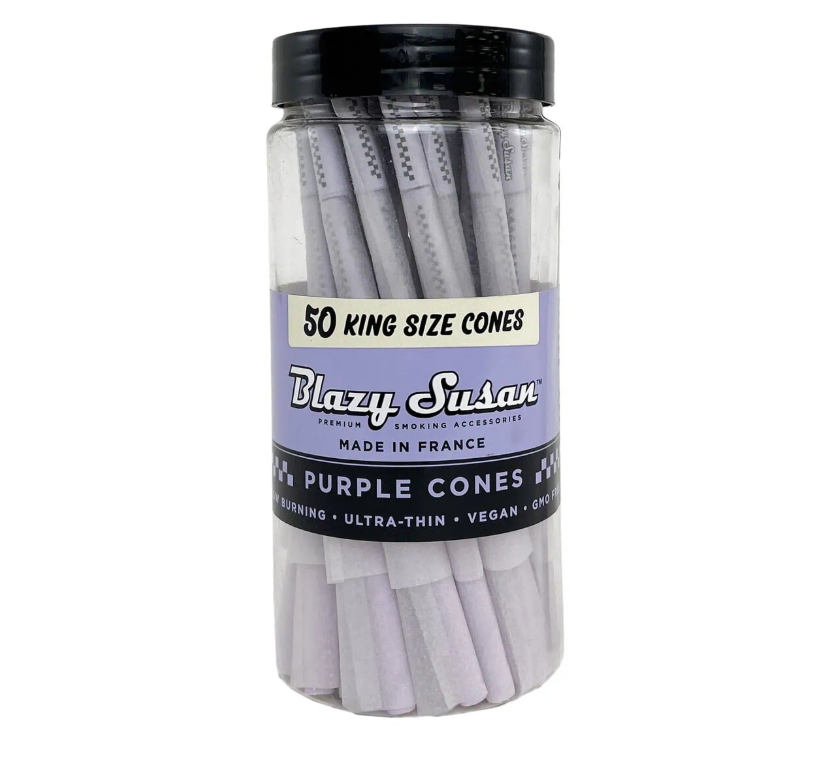 Photograph of product: BLAZY SUSAN - PURPLE PAPER CONES KING SIZE 50 PACK