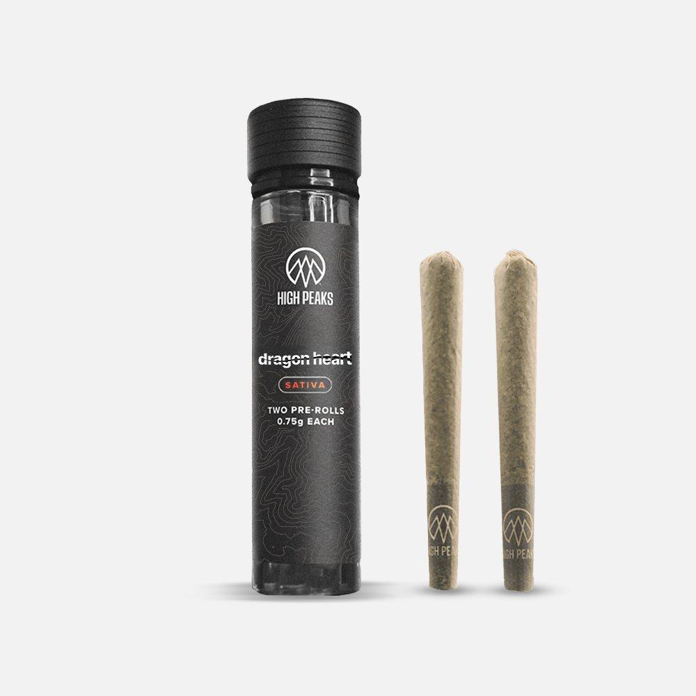 Photograph of product: High Peaks | Preroll | Dragon Heart | 0.75g 2pk