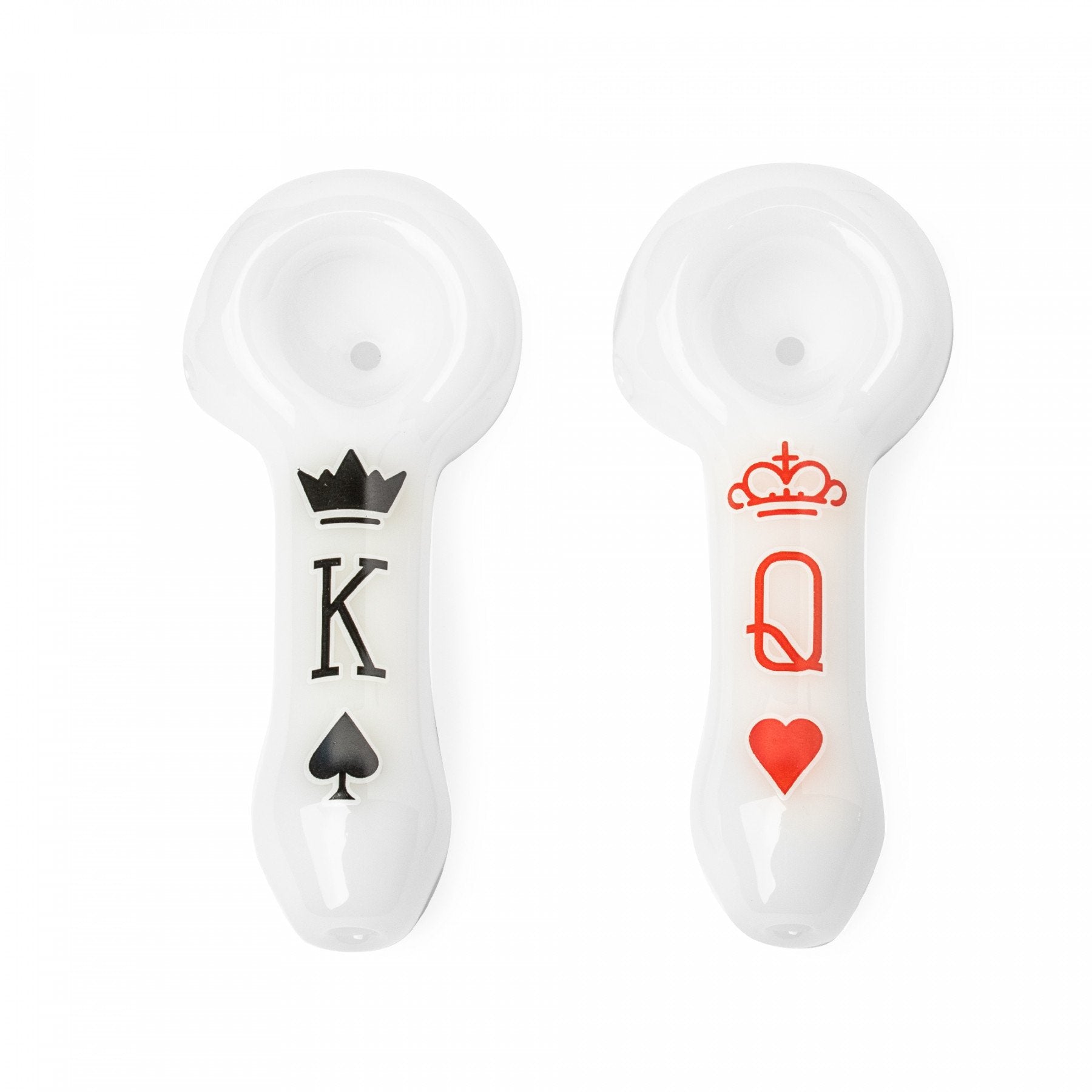 Photograph of product: Red Eye Glass 3.75" King & Queen Spoon Hand Pipe 2PK w/Collectable Tin