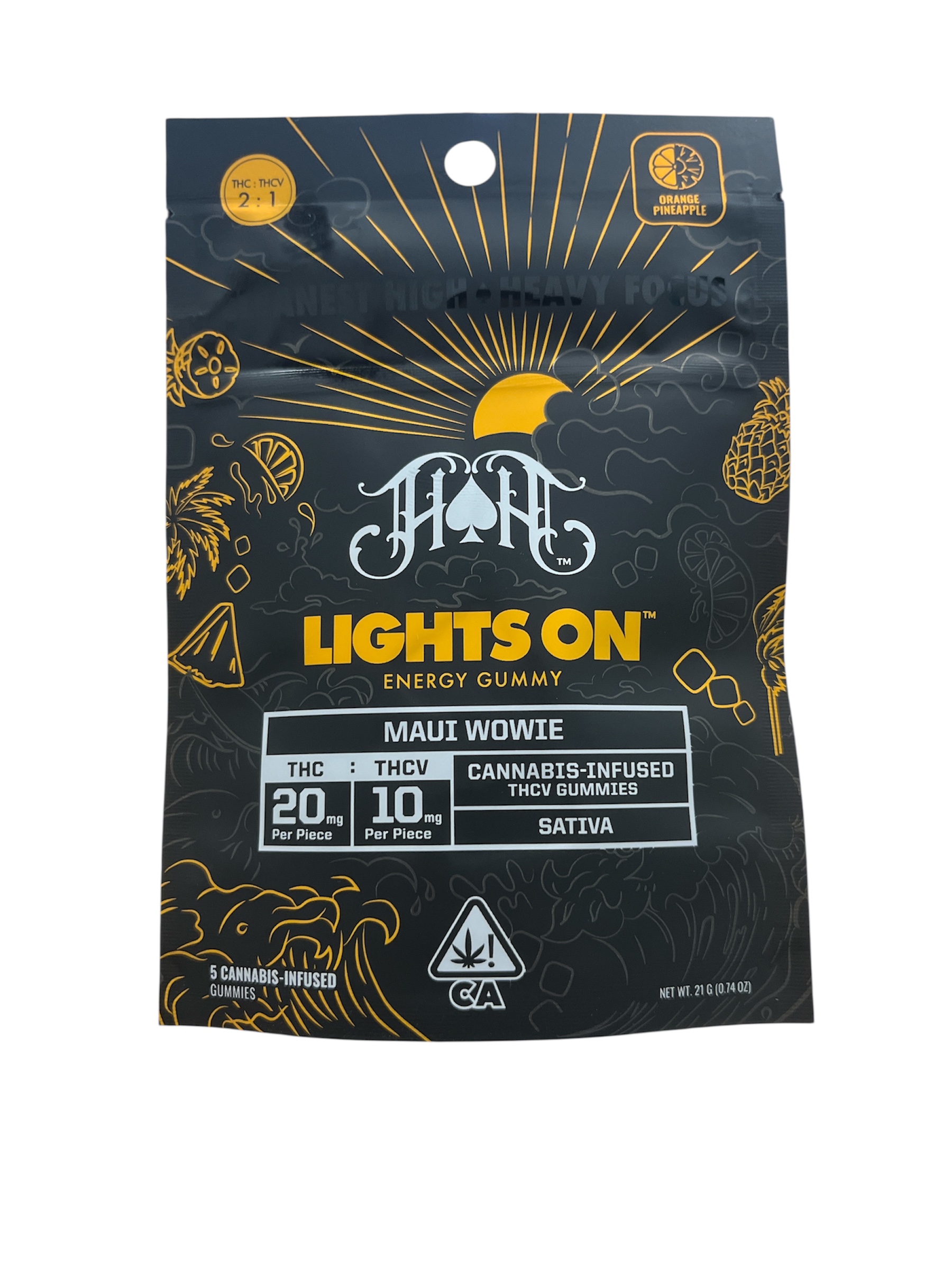 Photograph of product: Lights On Energy Gummy Maui Wowie TH-ouiV HH