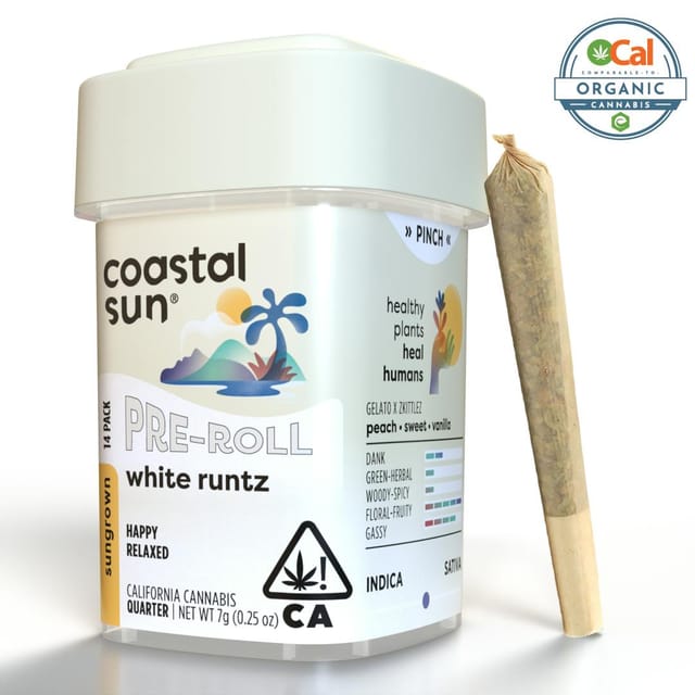 Photograph of product: White Runtz | 7g | .5 x 14 Sungrown Pre-Roll Pack - 