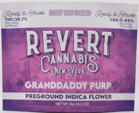 Photograph of product: Revert Kief Infused Ground Flower Granddaddy Purp - 14g