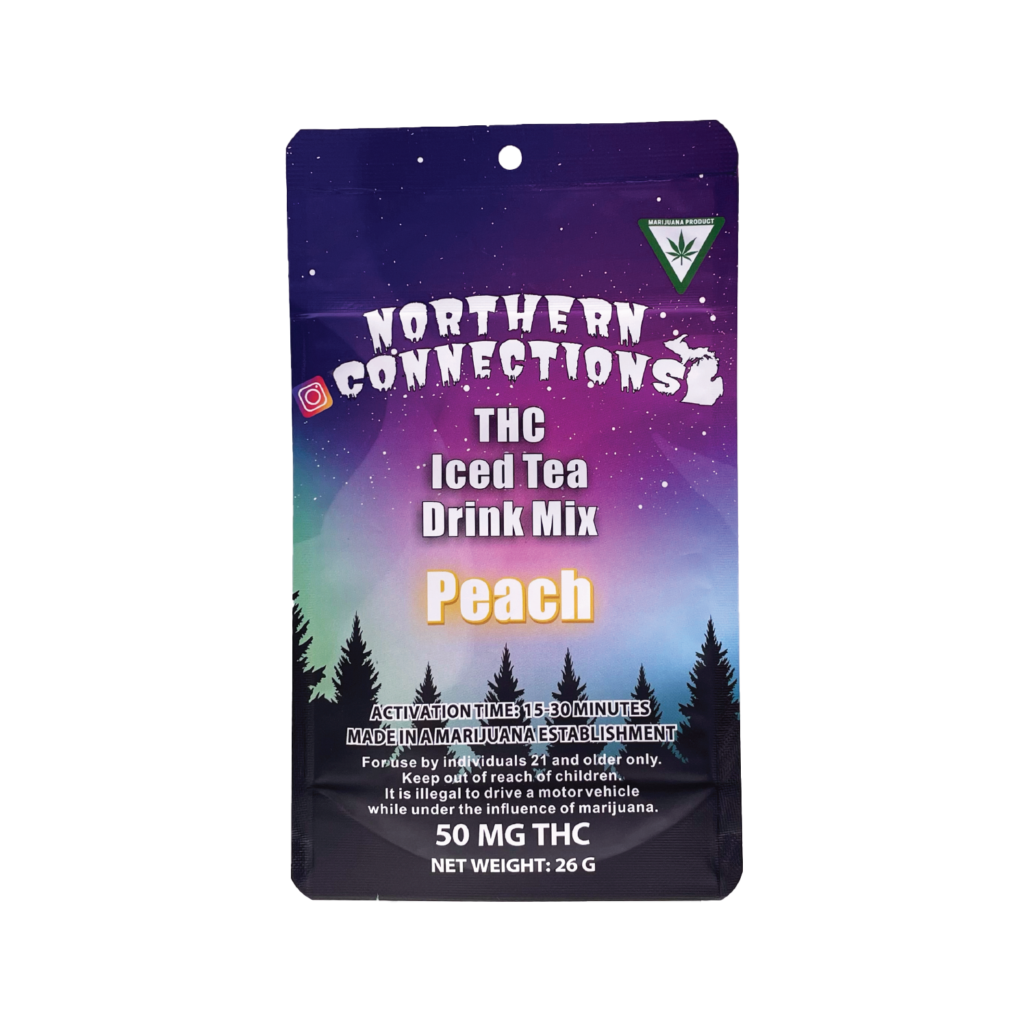 Photograph of product: Northern Connections 50mg TH-oui Peach Iced Tea Drink Mix