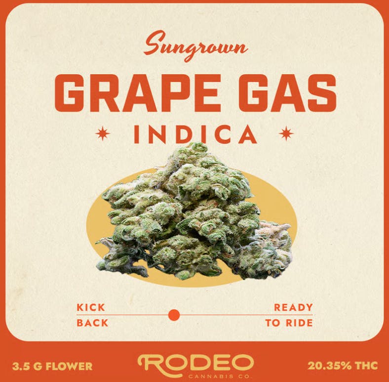 Photograph of product: Rodeo Sun Grown GrapeGas (I) 3.5g Flower 00241