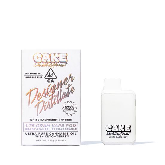 Photograph of product: Cake AIO Vape White Raspberry 1.25g - 