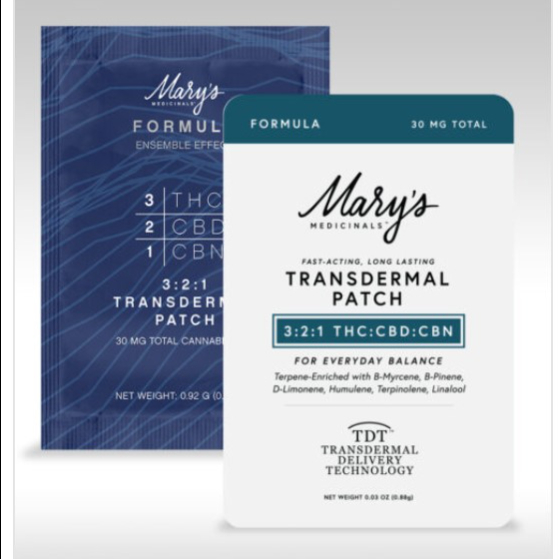 Photograph of product: MARY'S MEDICINALS TRANSDERMAL FORMULA PATCH 3:2:1 TH-oui:CBD:CBN 30MG