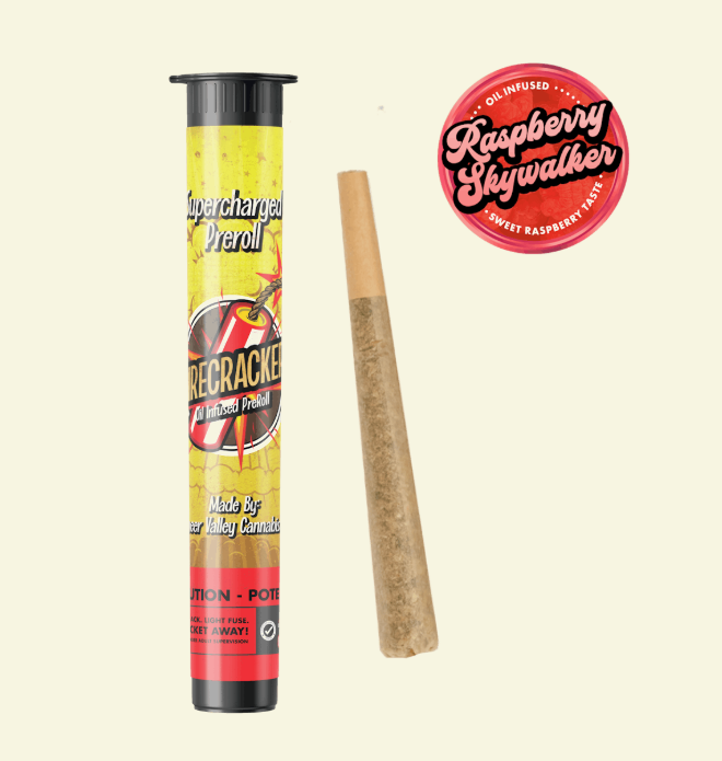 Photograph of product: Firecracker Raspberry Skywalker OG Infused Preroll