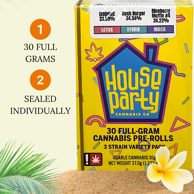 Photograph of product: House Party - Variety 30pk 0.5g Prerolls - Biodome / au chocolat Burger / Blueberry Muffin #4