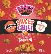 Photograph of product: Space Poppers - Sweet Chili 1:1 - Infused Popcorn - 100mg